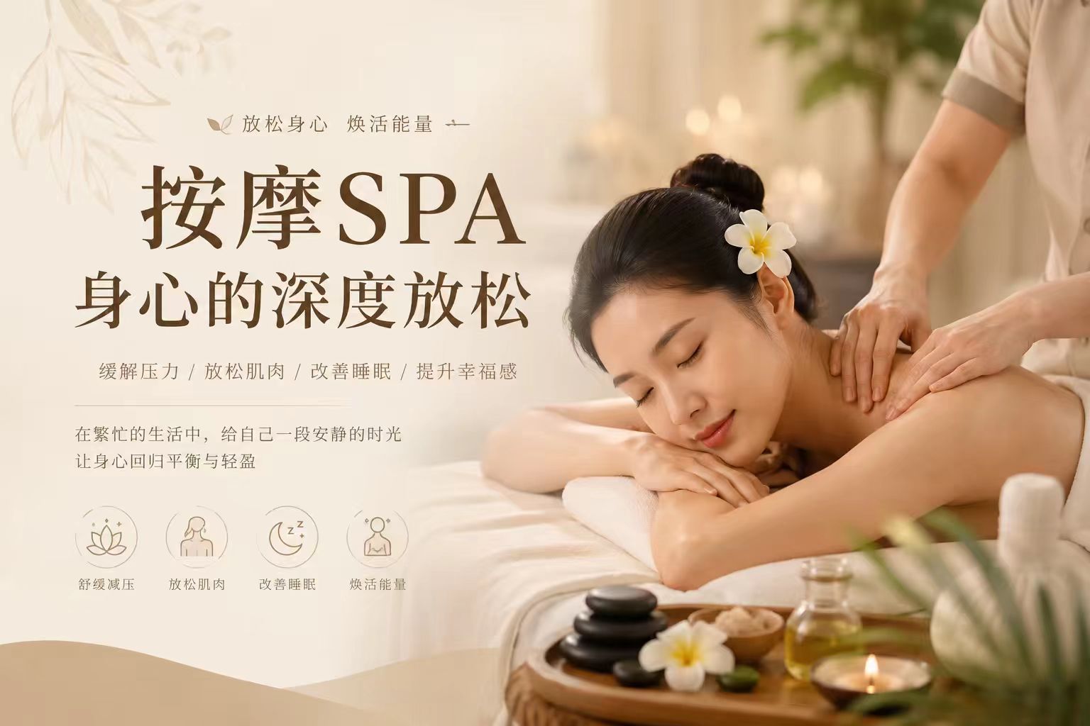 温暖灯光下的 SPA 按摩护理